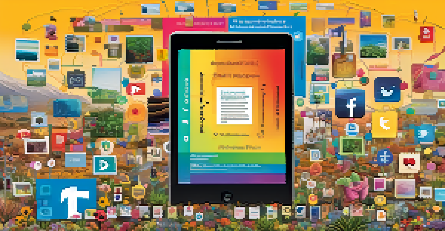 A digital device screen displaying a colorful social media feed filled with posts about entheogens, nature images, and quotes.