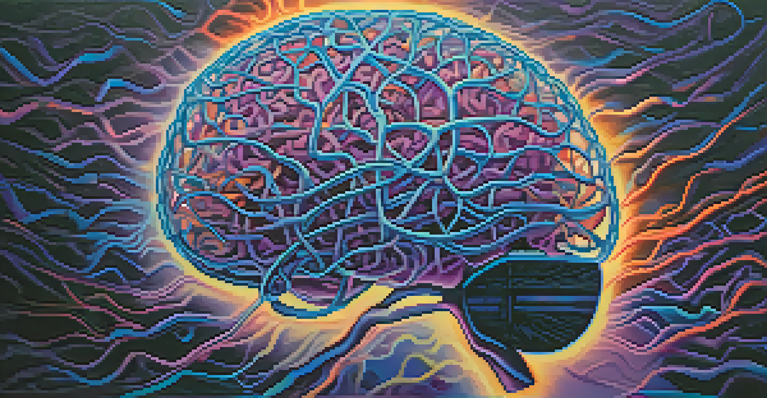 An artistic depiction of a brain with colorful neural connections against a soft blue and purple gradient background, representing deep introspection.