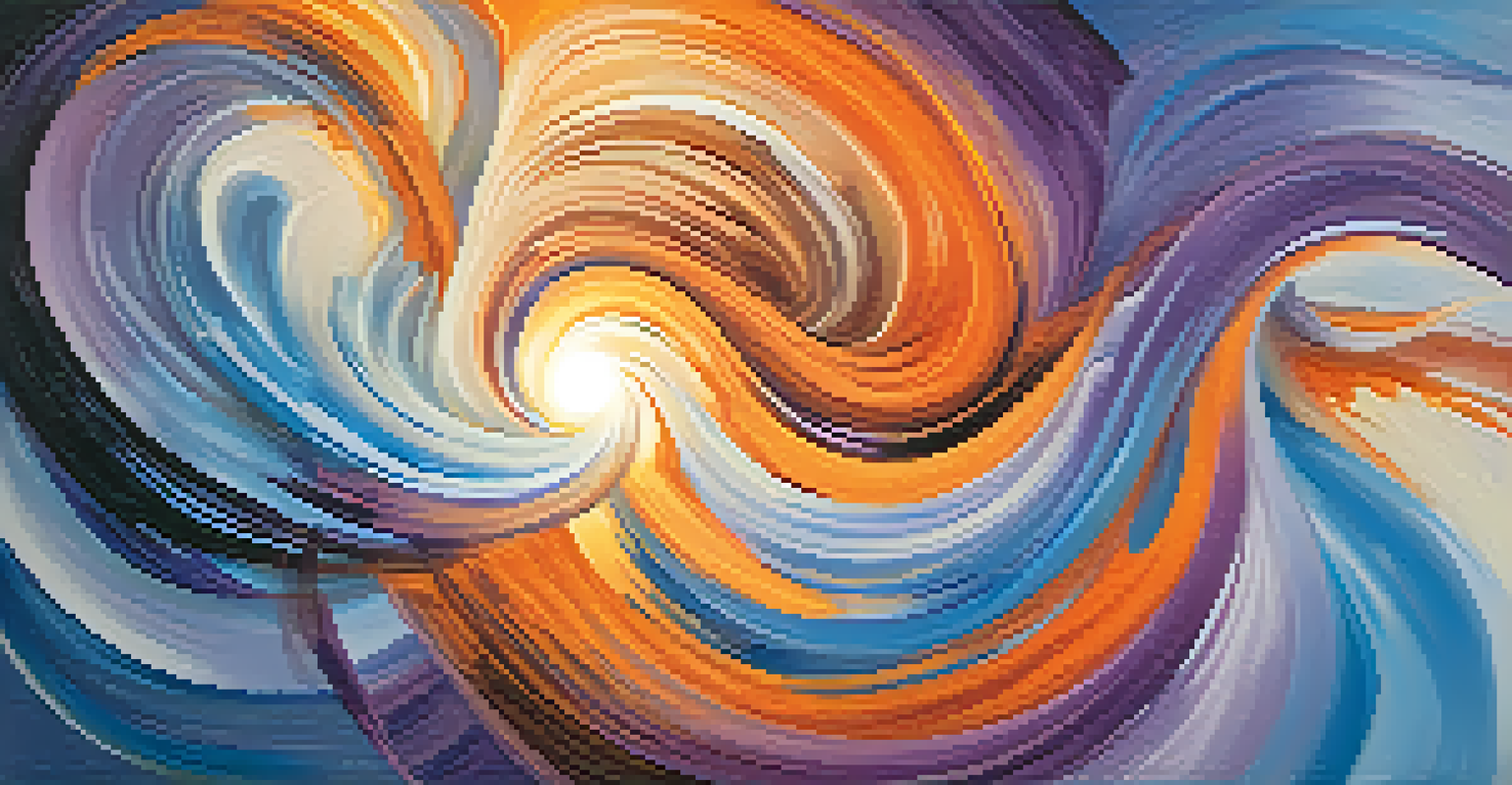 An abstract image depicting swirling colors and a bright light symbolizing creativity.