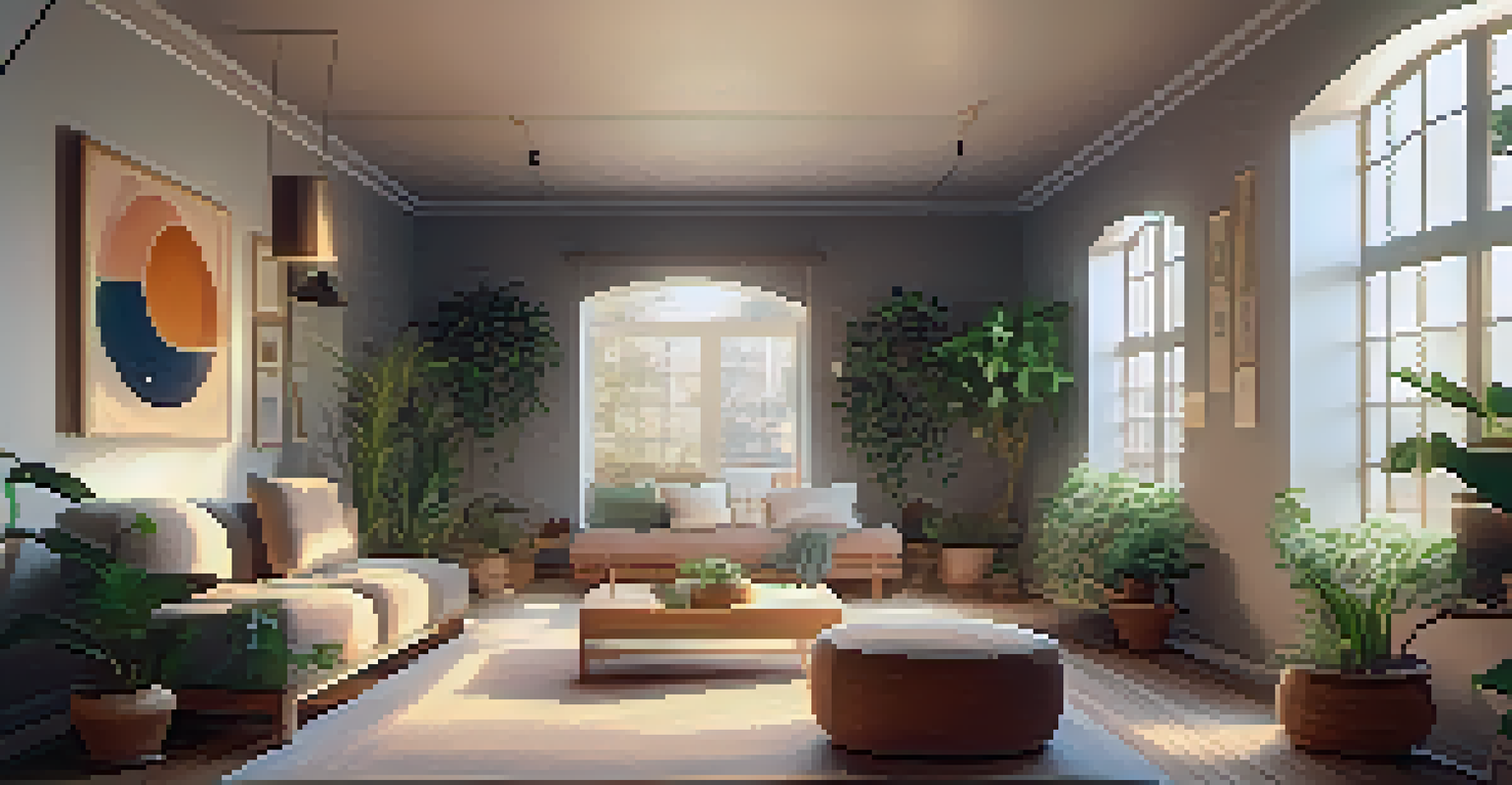 A cozy indoor therapy room with cushions and soft lighting, featuring herbal teas and journals on a table.
