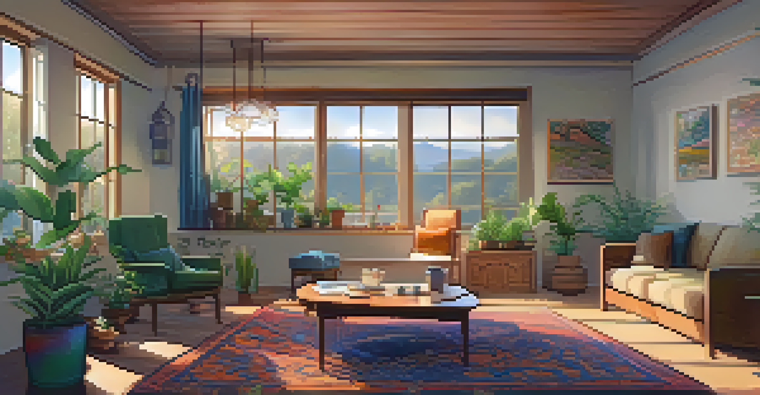 A tranquil therapeutic setting for psychedelic therapy, featuring comfortable seating and calming decor, promoting emotional exploration.