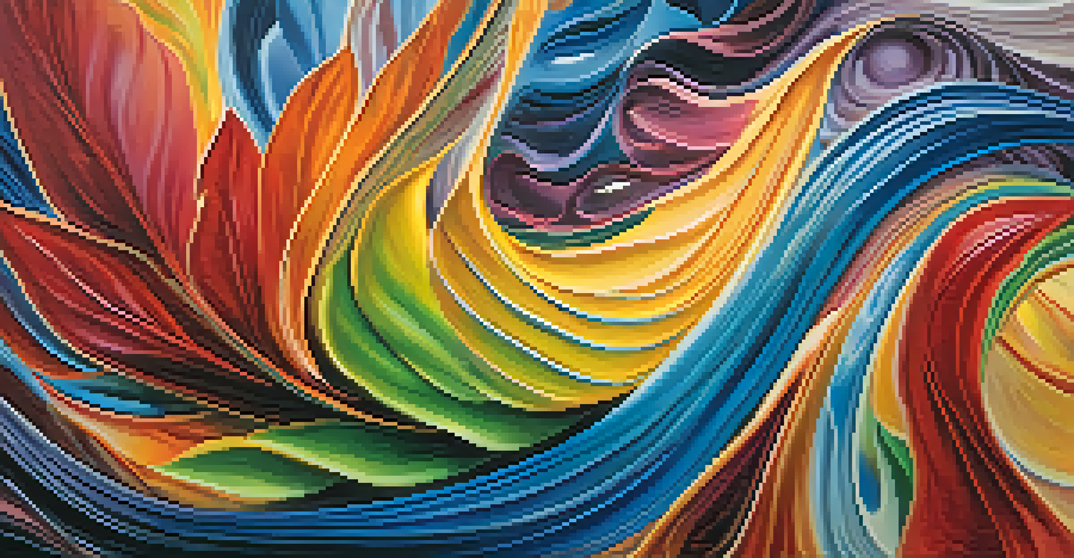An abstract image with vibrant colors and swirling elements, symbolizing emotional healing and the journey of self-discovery.