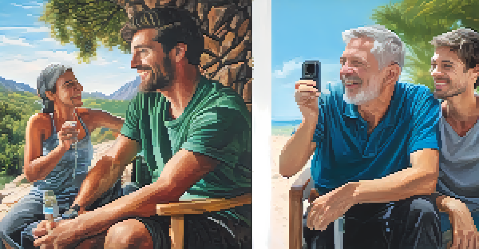 A split image showing a distressed veteran on one side and the same veteran smiling with family in a sunny outdoor setting on the other, reflecting personal transformation.