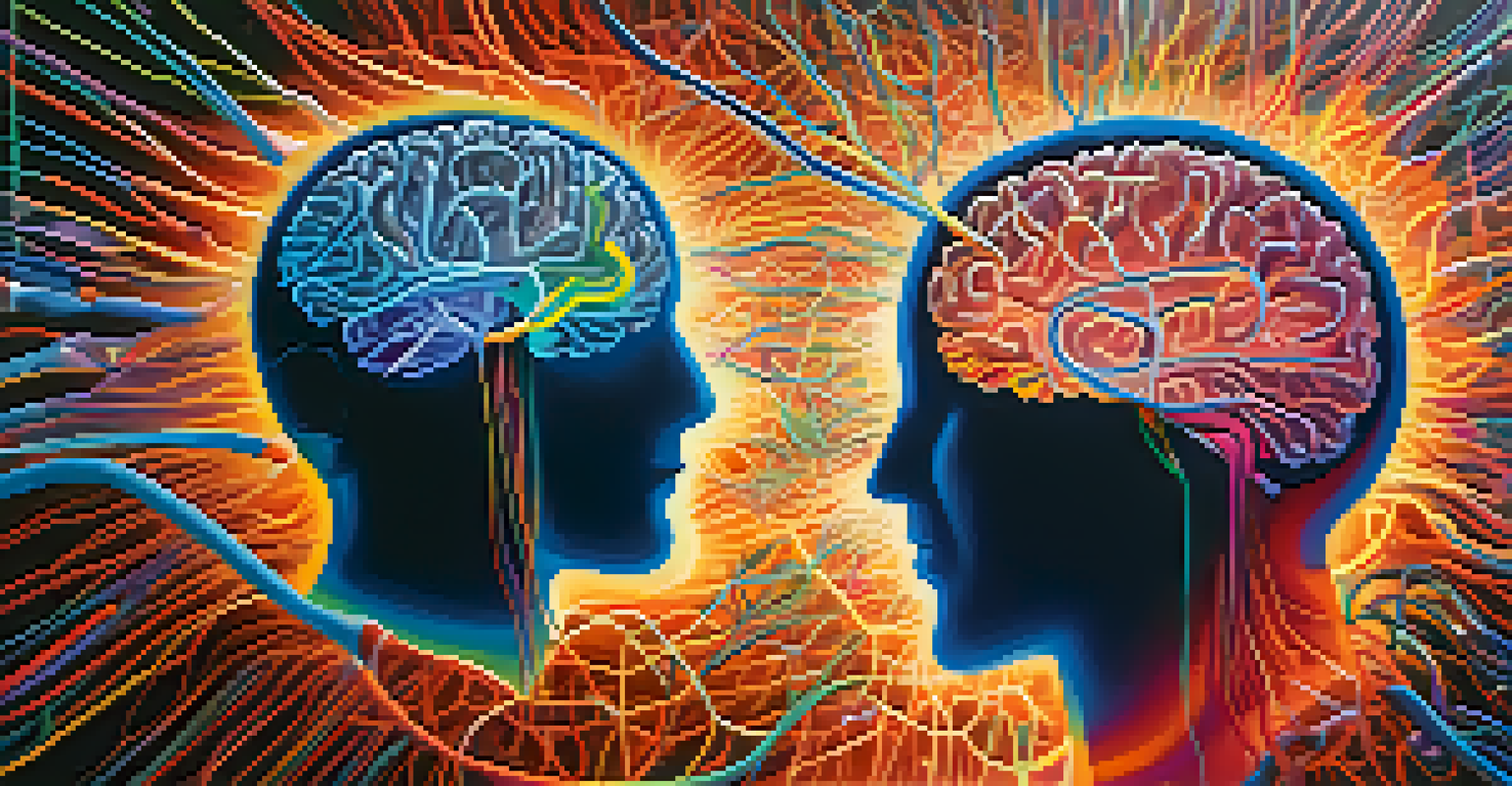 An artistic depiction of a glowing brain with colorful neural pathways, surrounded by silhouettes of athletes in motion.