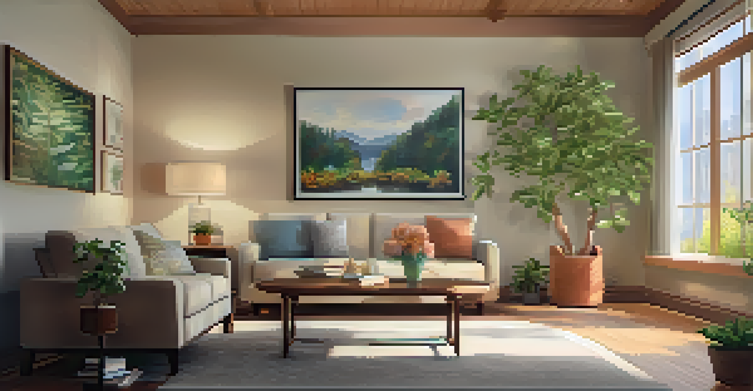 A cozy therapeutic room with soft lighting and a therapist guiding a client, creating a supportive atmosphere.