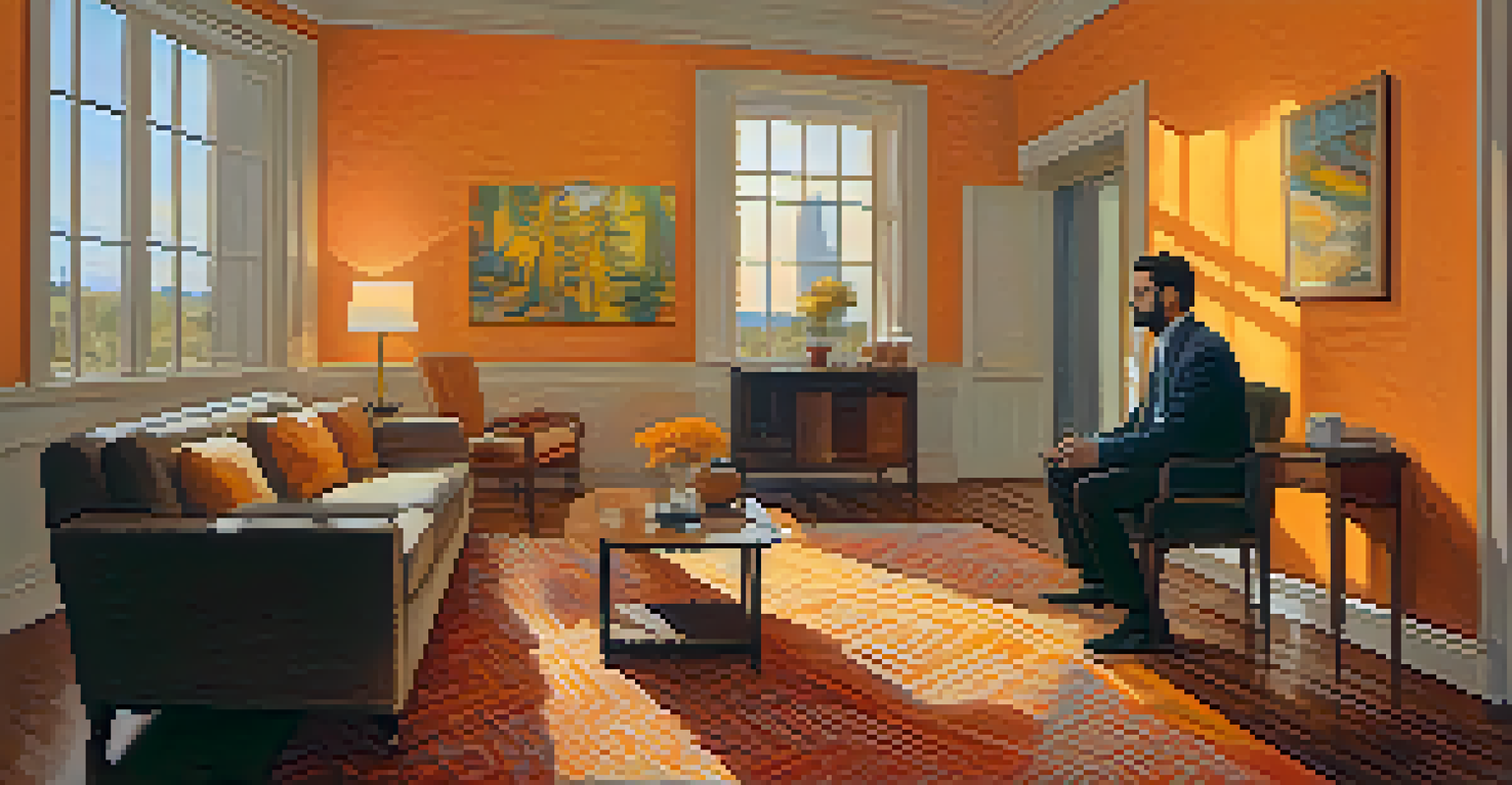 A therapist listening to a client in a warm and supportive therapy room, focusing on integration.