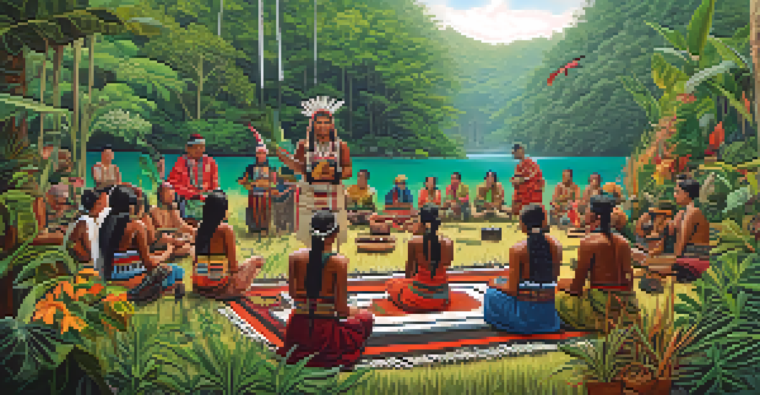 A cultural ceremony in nature, highlighting community connection to entheogenic plants and biodiversity.