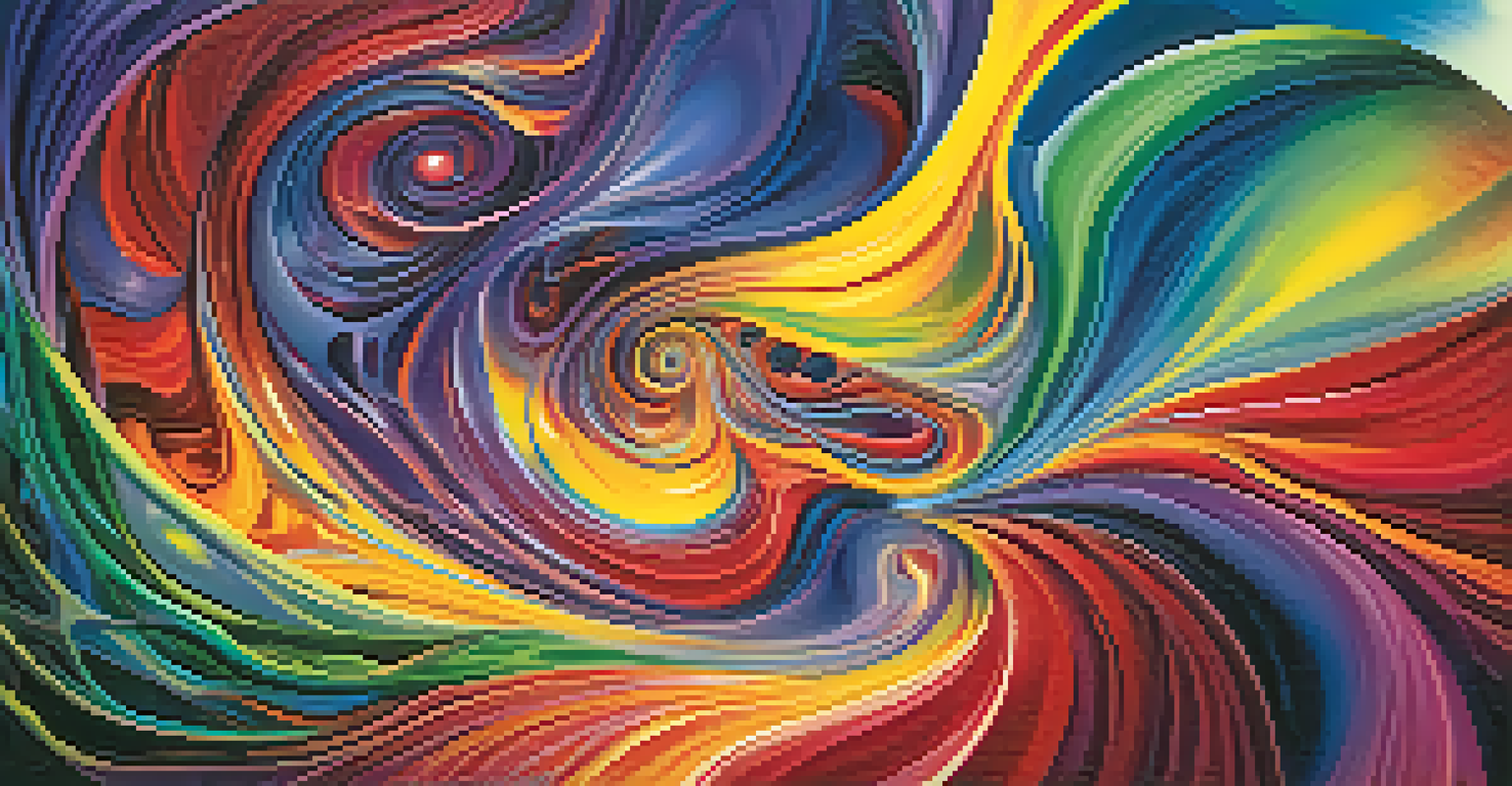 An abstract image depicting colorful swirling patterns representing an expanding mind and altered consciousness.