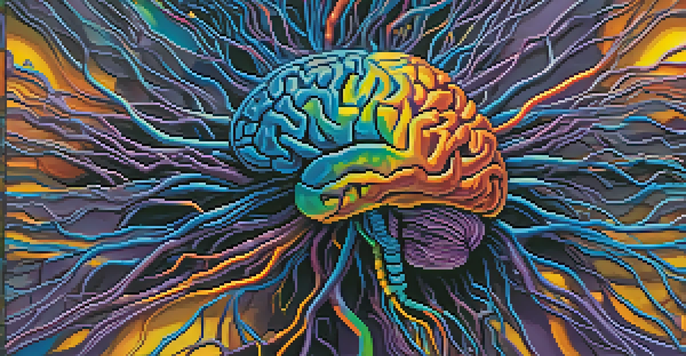 An artistic depiction of a brain with colorful neural connections representing neuroplasticity.