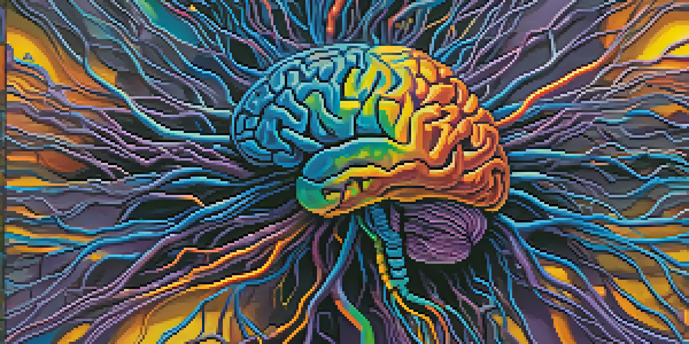 An artistic depiction of a brain with colorful neural connections representing neuroplasticity.