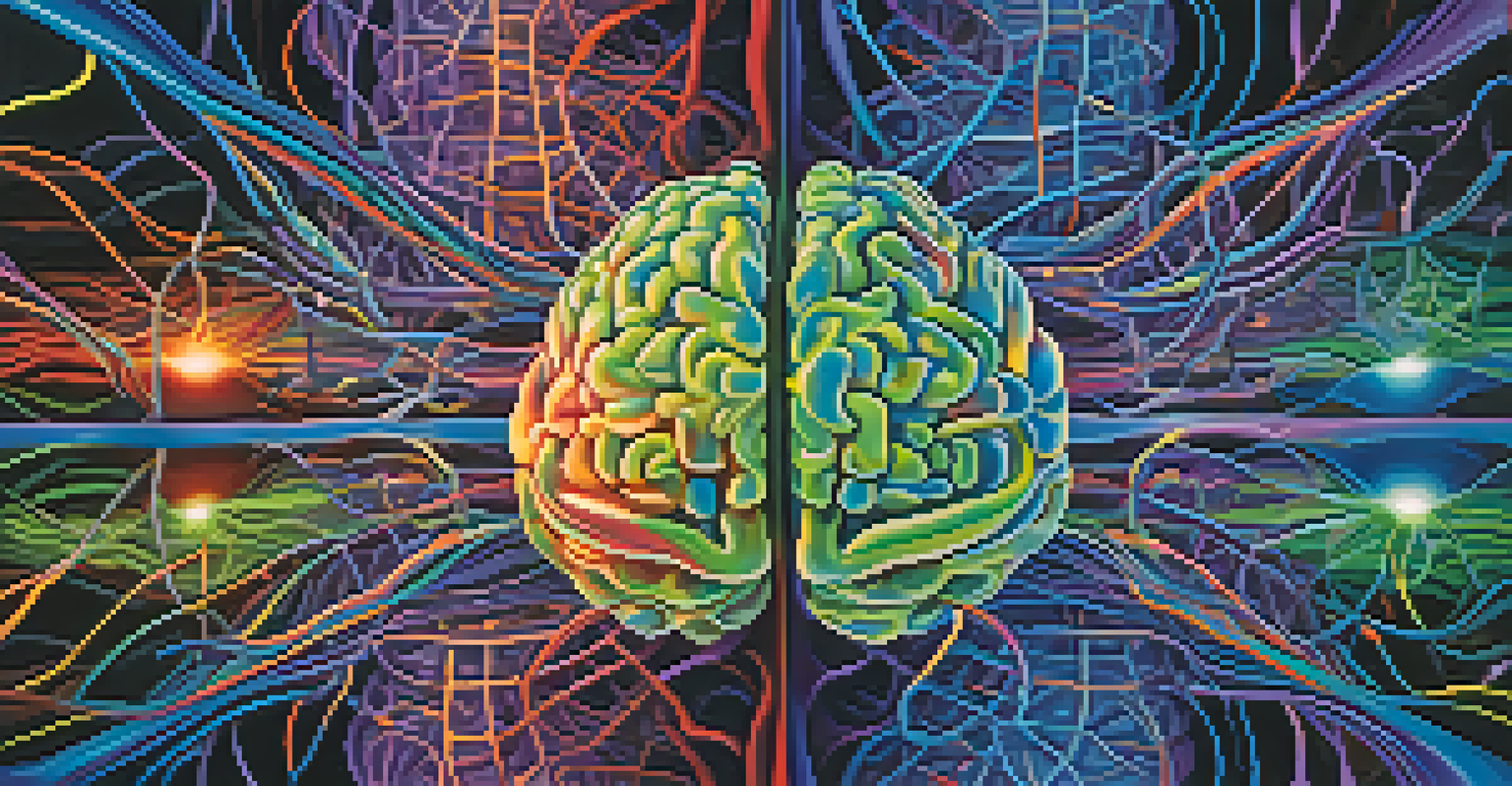An abstract image of a brain with colorful neural pathways and swirling patterns representing altered consciousness.