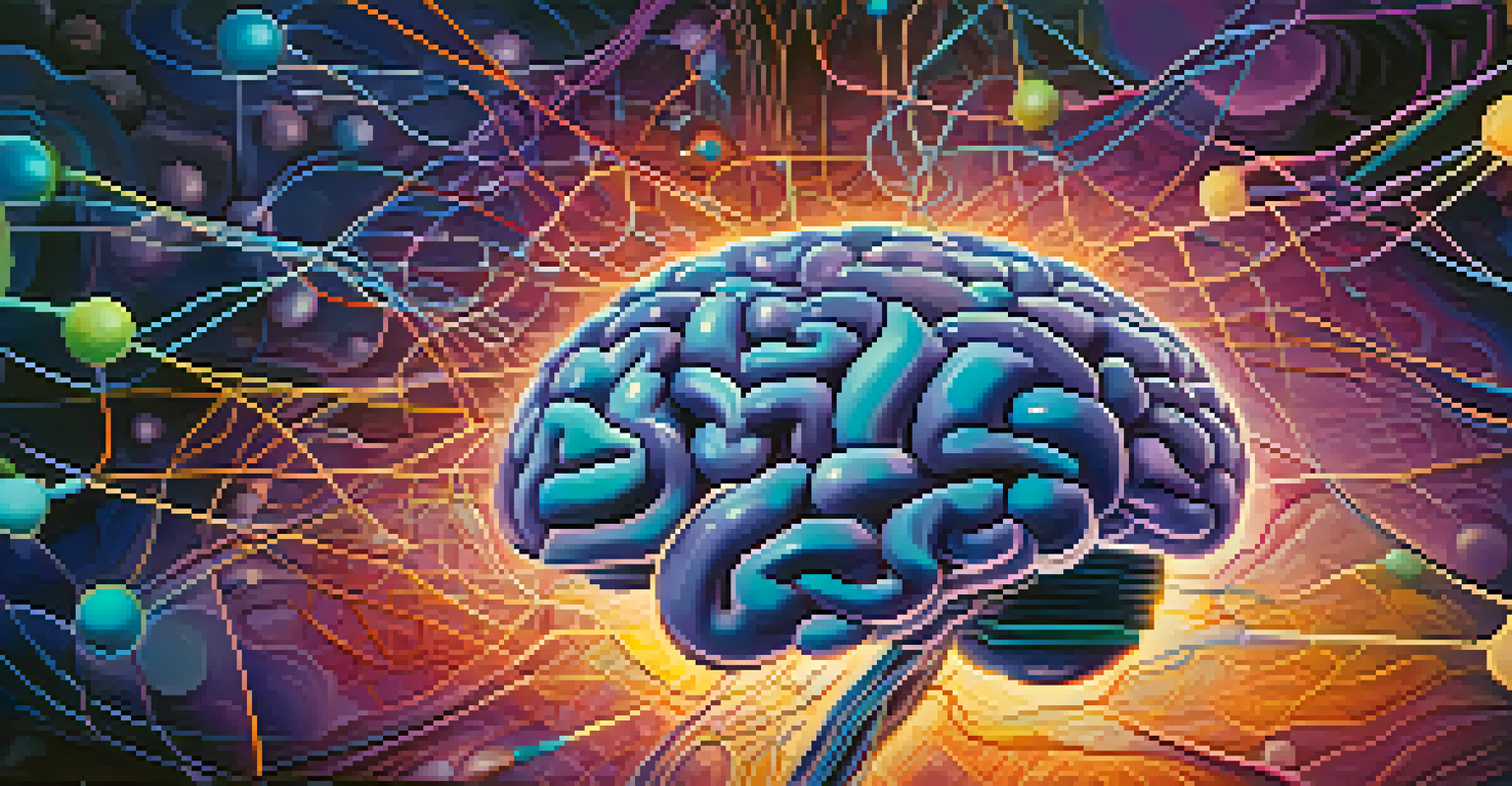 An abstract illustration of brain chemistry with vibrant colors and patterns representing emotional connections.
