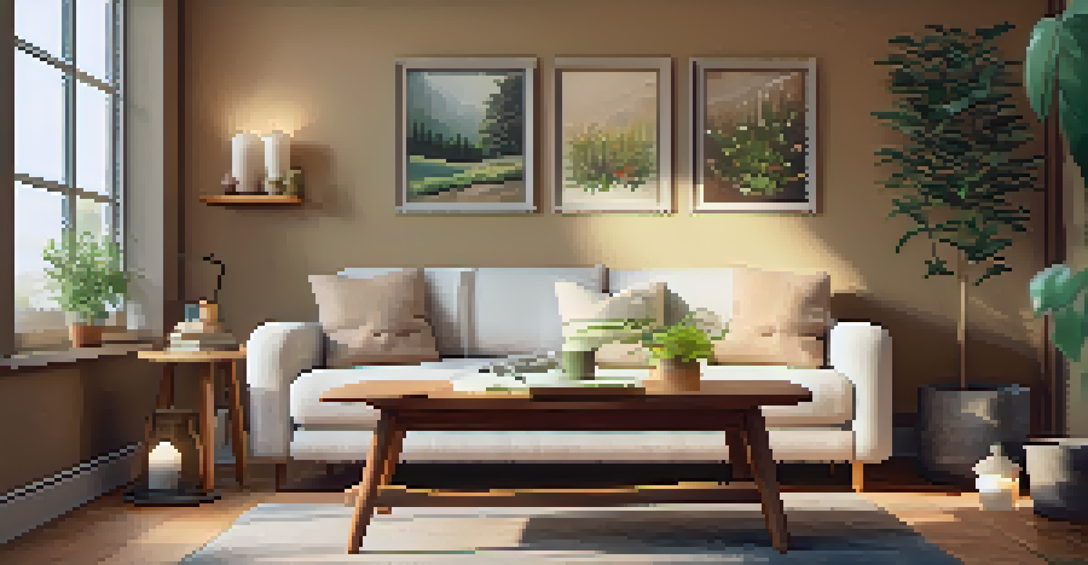 A cozy therapy room featuring soft lighting, comfortable seating, and plants, creating a safe space for emotional exploration.