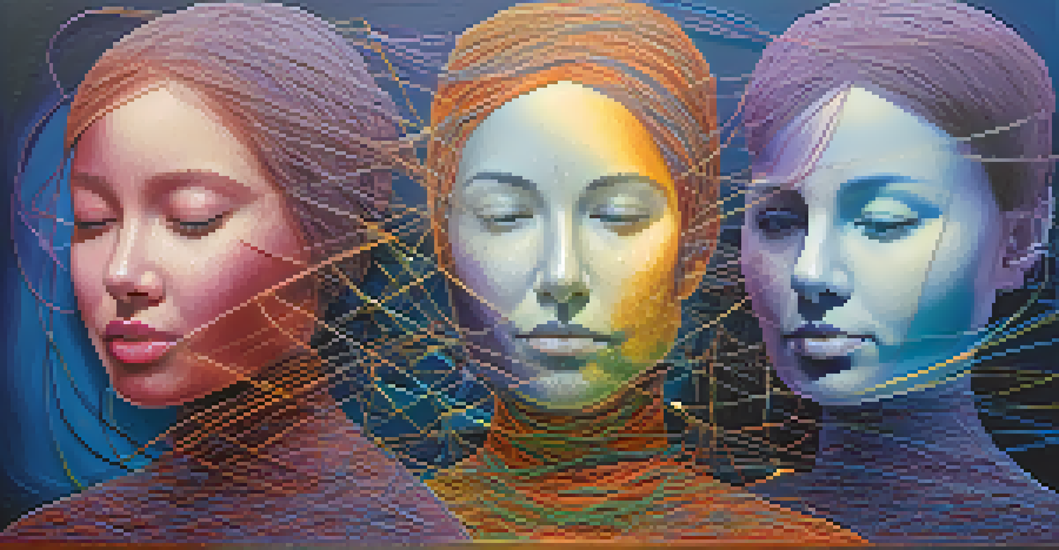 An abstract image of interconnected minds with glowing threads weaving between silhouettes.