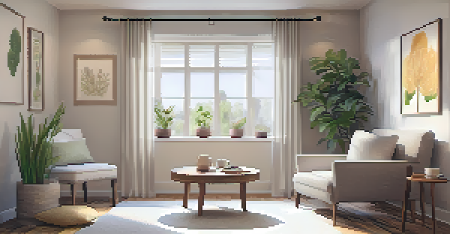 A modern therapy room with a cozy chair, soft lighting, and calming decor, designed for relaxation.