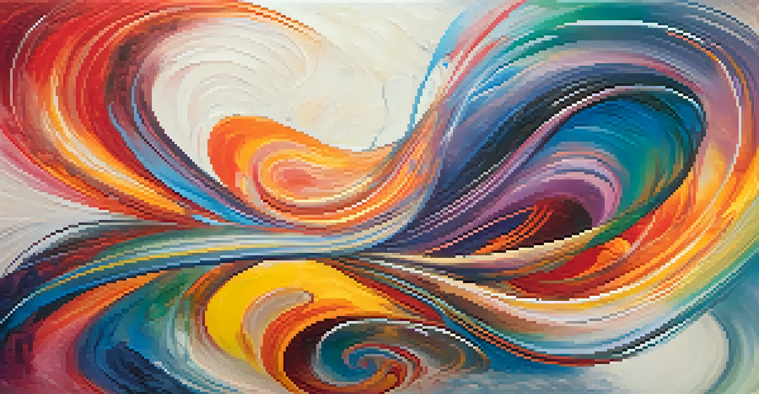 An abstract image of swirling colors representing interconnectedness and emotional healing, evoking warmth and peace.