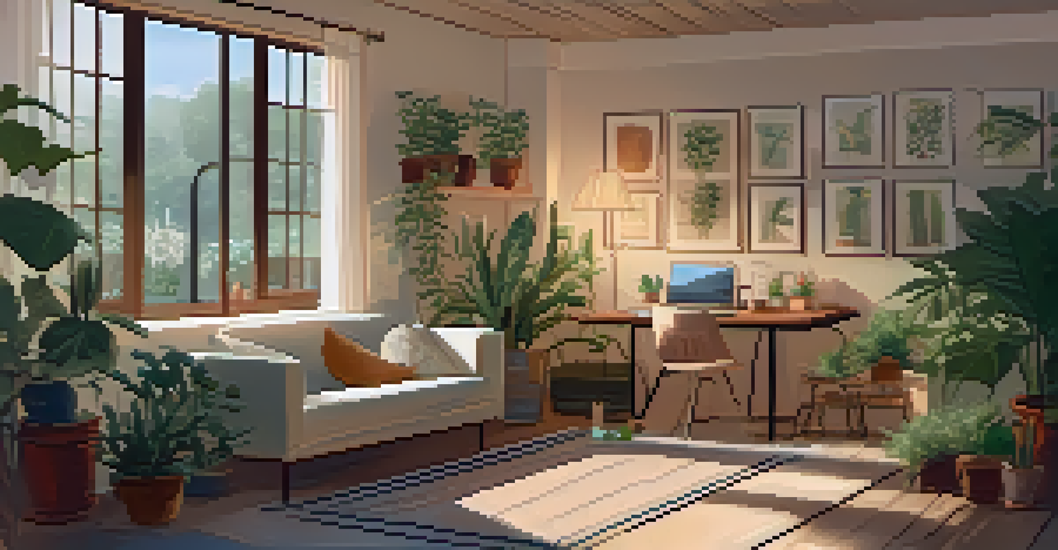 A cozy therapeutic space with soft lighting, plants, and a person seated in a relaxed position.