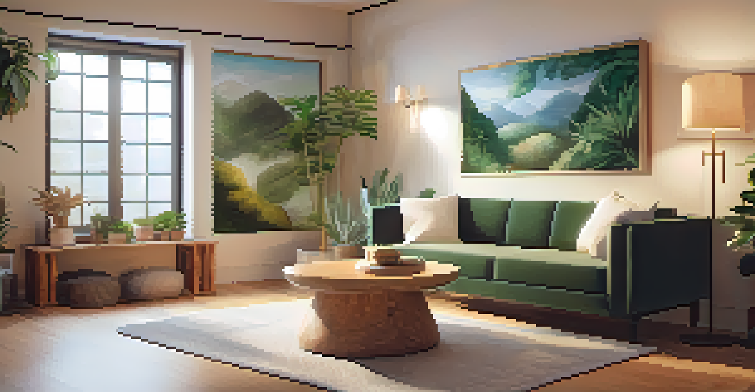 A therapy room with comfortable seating, warm lighting, and nature-themed artwork, designed for calming experiences.