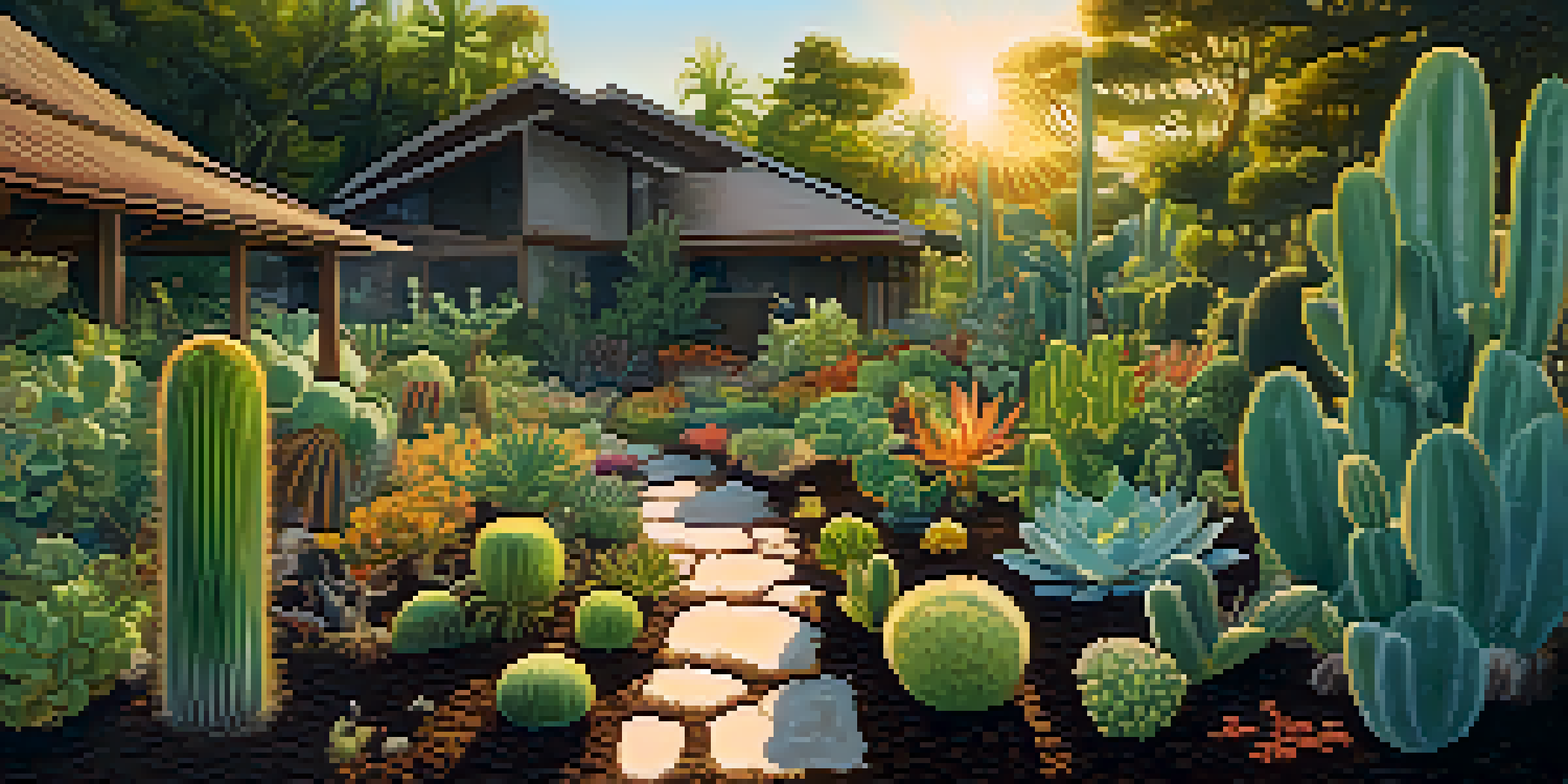 A vibrant garden showcasing diverse entheogenic plants with sunlight filtering through leaves, and organic fertilizers in the foreground.