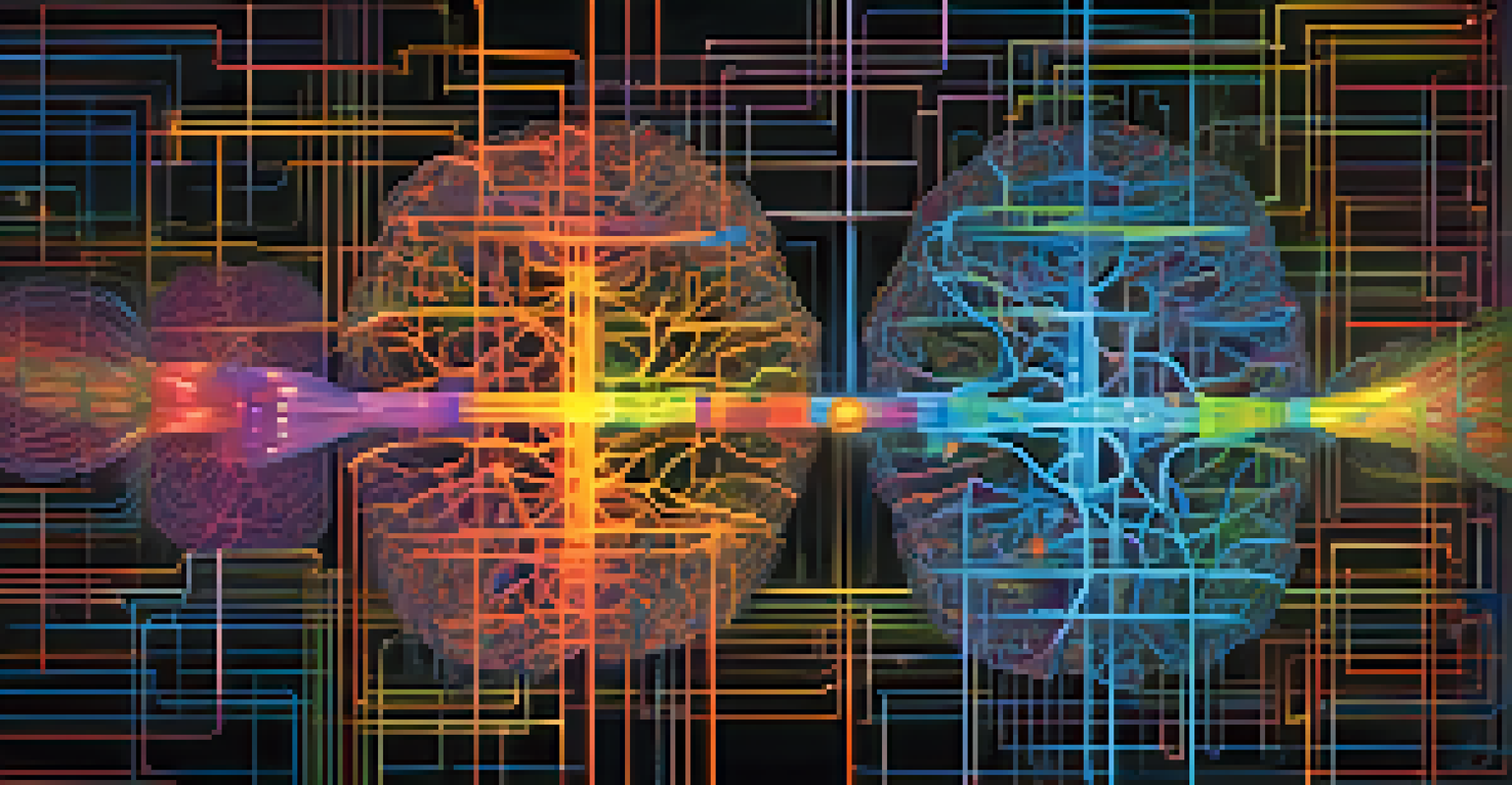 An artistic visualization of the Default Mode Network in the brain, with glowing pathways on a dark background, symbolizing thought and self-reflection.