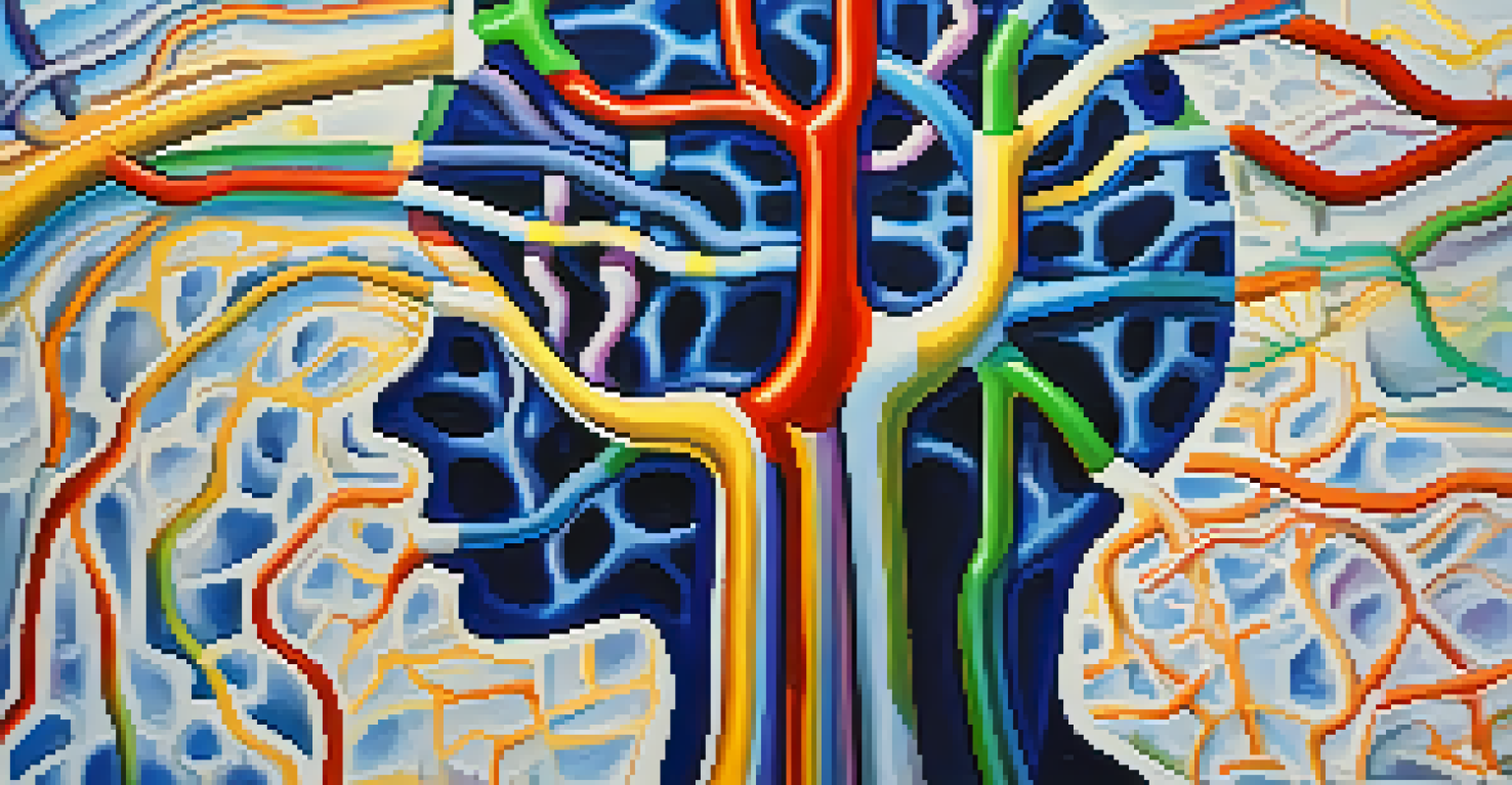 An abstract image of a human brain with colorful neural pathways on a gradient background, representing consciousness and interconnectedness.