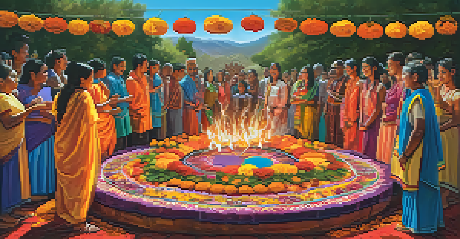 A collage of various cultural rituals including Day of the Dead, Diwali, and an indigenous sweat lodge ceremony, showcasing their unique elements.