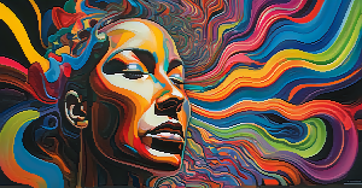 An abstract image of a human silhouette with swirling vibrant colors representing emotions and insights.