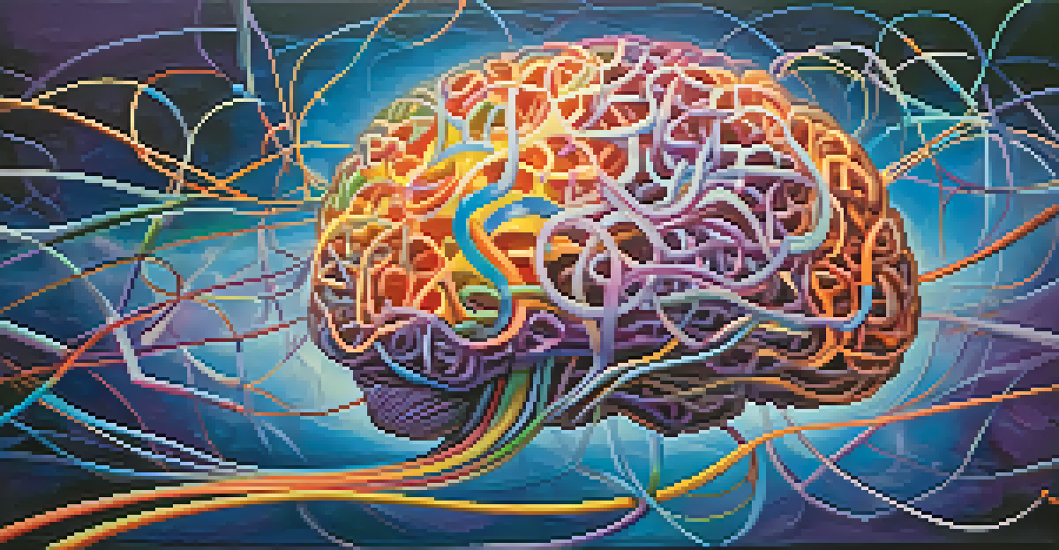 An abstract brain illustration with colorful pathways, representing cognitive flexibility and creativity.