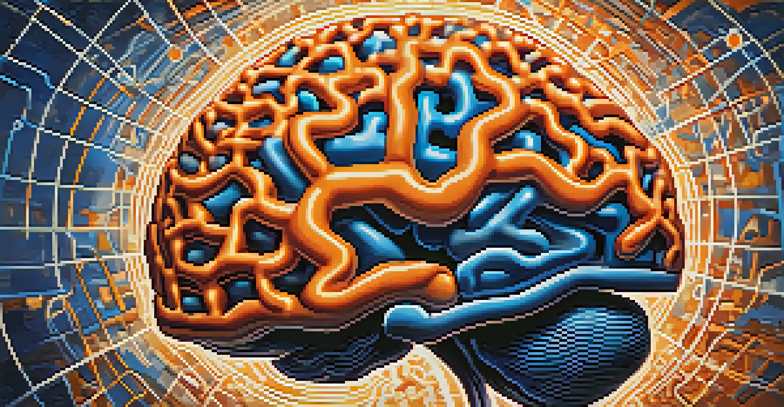 An artistic representation of a glowing brain surrounded by abstract patterns, symbolizing creativity and innovation, with a calming color gradient background.