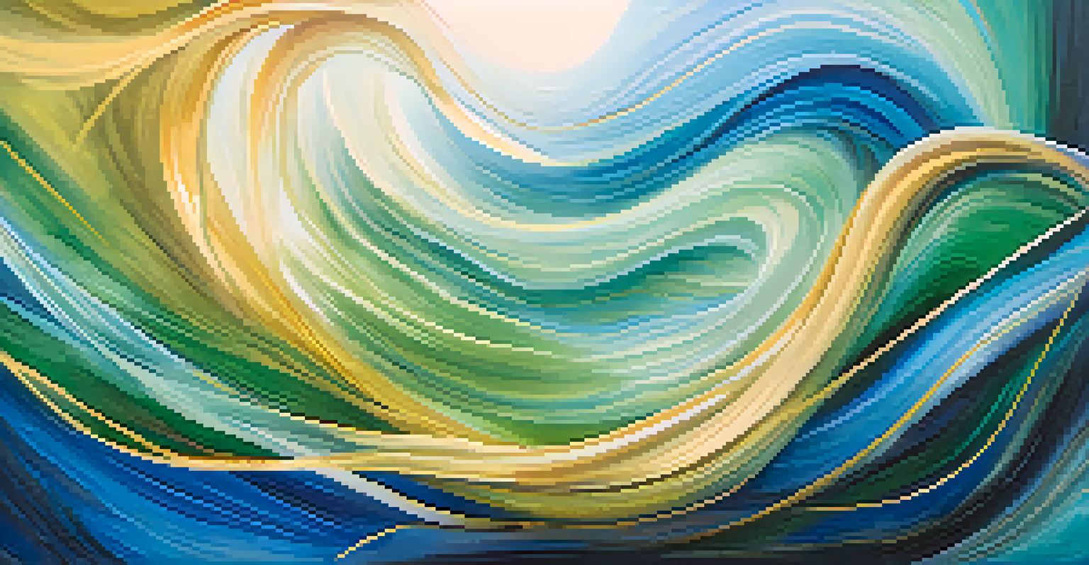 An abstract image depicting emotional exploration with swirling colors representing thoughts and feelings.