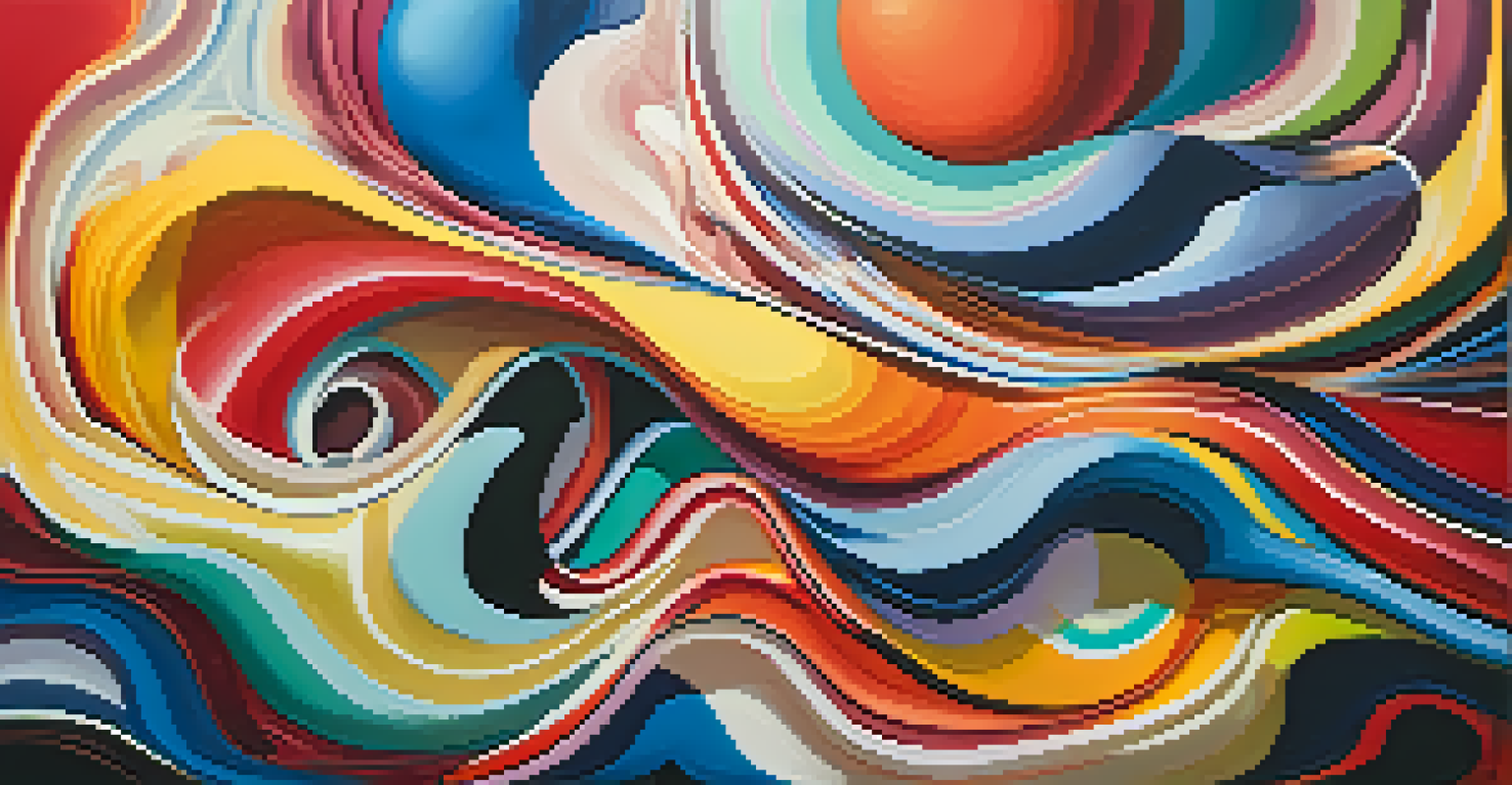 An abstract depiction of vibrant colors and shapes representing communication and connection between individuals.