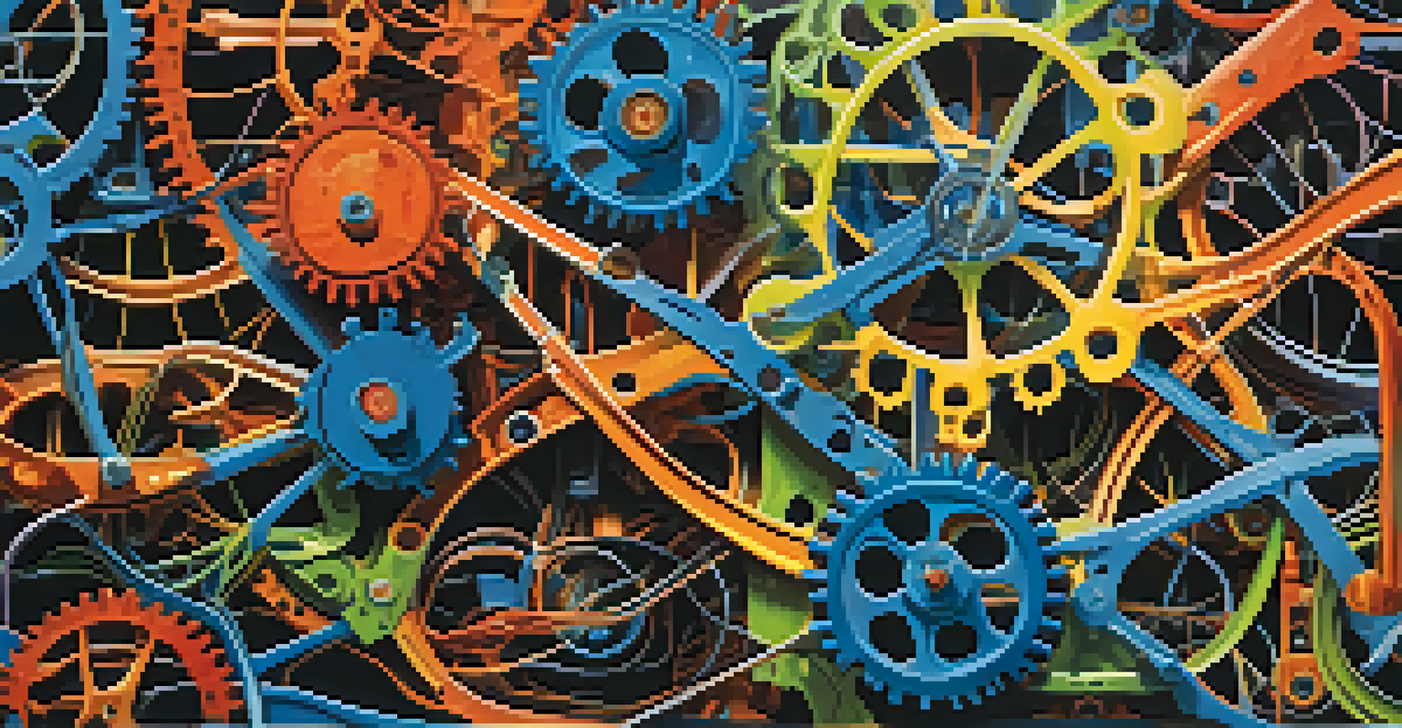 An abstract image showcasing interconnected lines and vibrant colors, symbolizing creativity and teamwork.