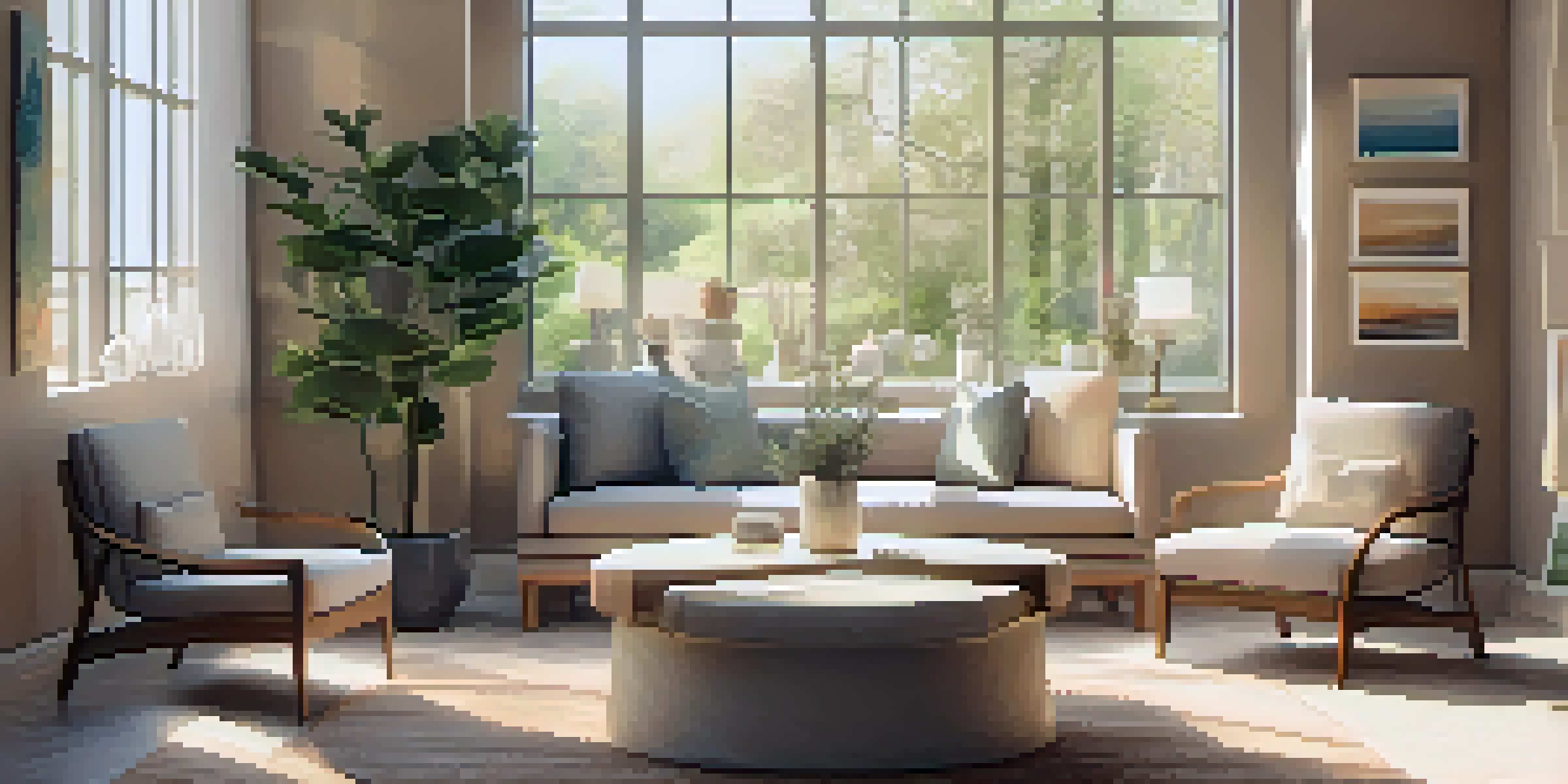 A peaceful therapy room with soft lighting, calming decor, and natural elements for a healing atmosphere.