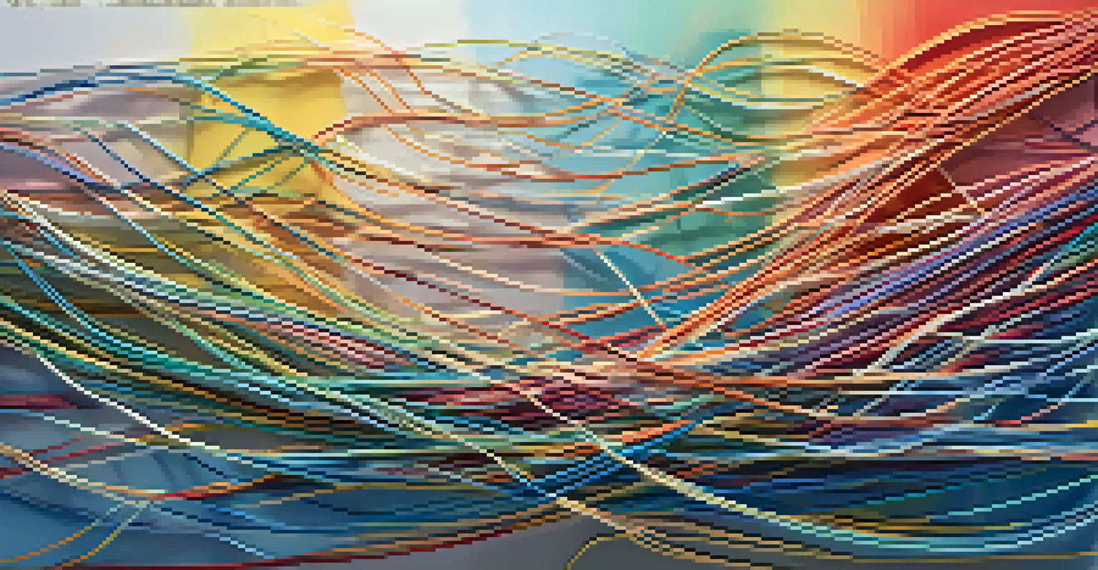 An abstract image of intertwined colorful threads on a soft gradient background, symbolizing human connection and emotional bonds.