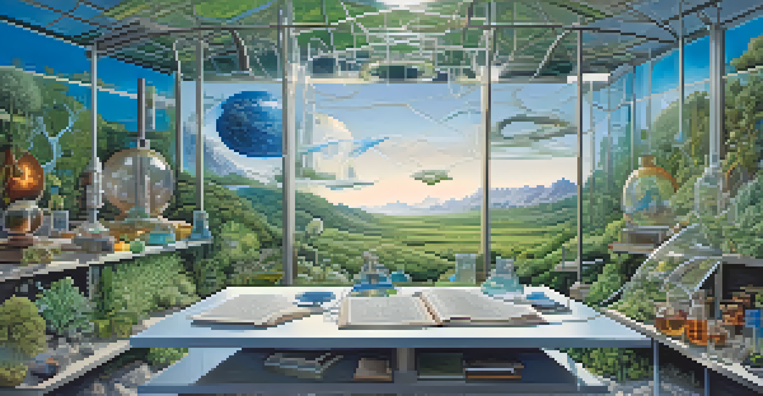 An abstract image showing the contrast between a scientific laboratory and a serene natural setting with entheogenic plants, representing the intersection of science and spirituality.