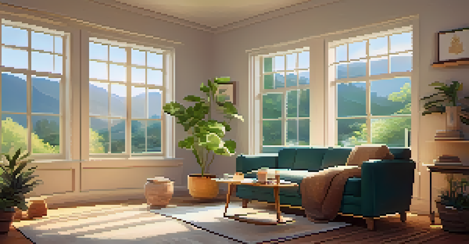 A calming therapy room with soft lighting and a view of nature.