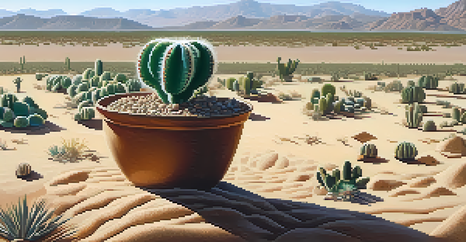 A close-up view of a hand harvesting peyote cactus in a sunlit desert, highlighting careful and respectful harvesting techniques.