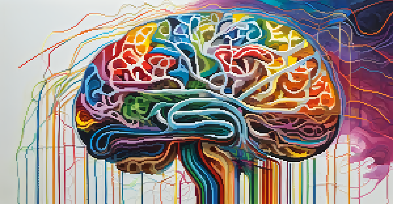 An abstract image of a colorful brain with flowing patterns representing healing and transformation.