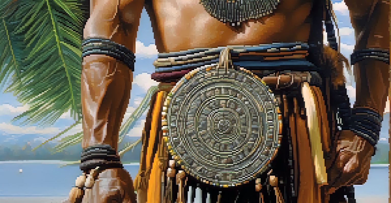 A close-up of a shaman holding a sacred object, like a feathered wand, in nature.