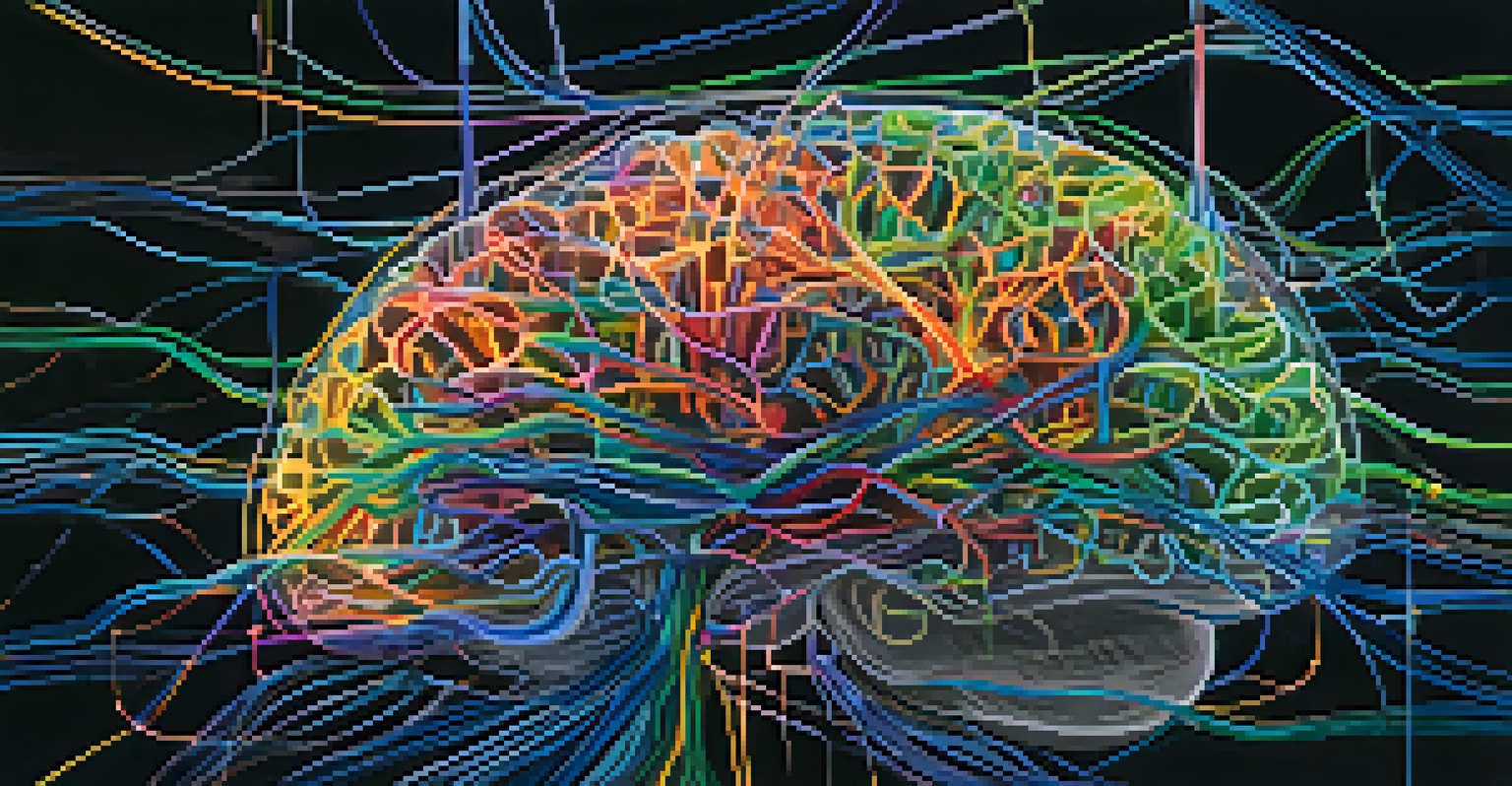 An abstract visualization of the brain's Default Mode Network with glowing neural pathways.