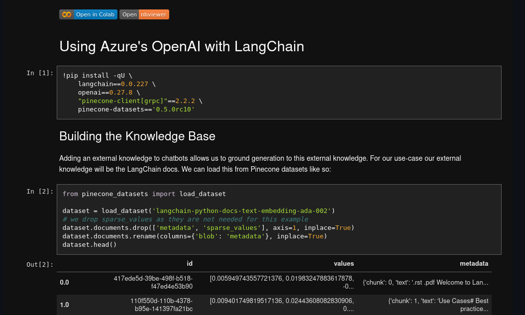 Azure OpenAI with LangChain example Jupyter Notebook