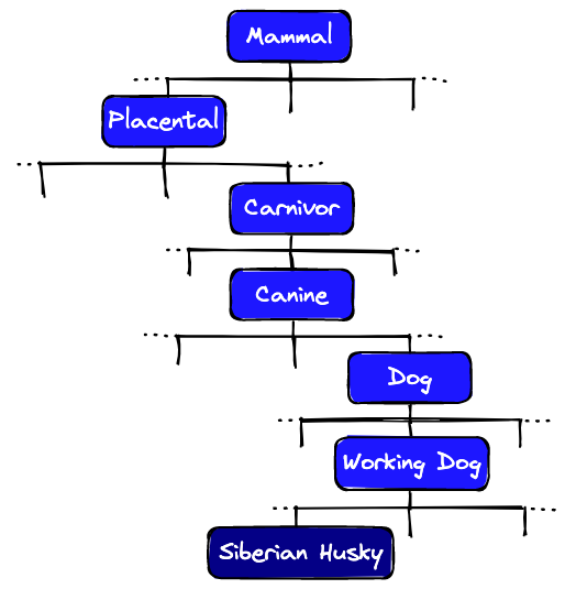 Example of the ontological structure of WordNet [5].