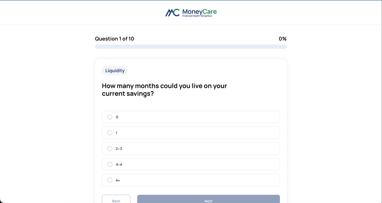 MoneyCare secondary product view