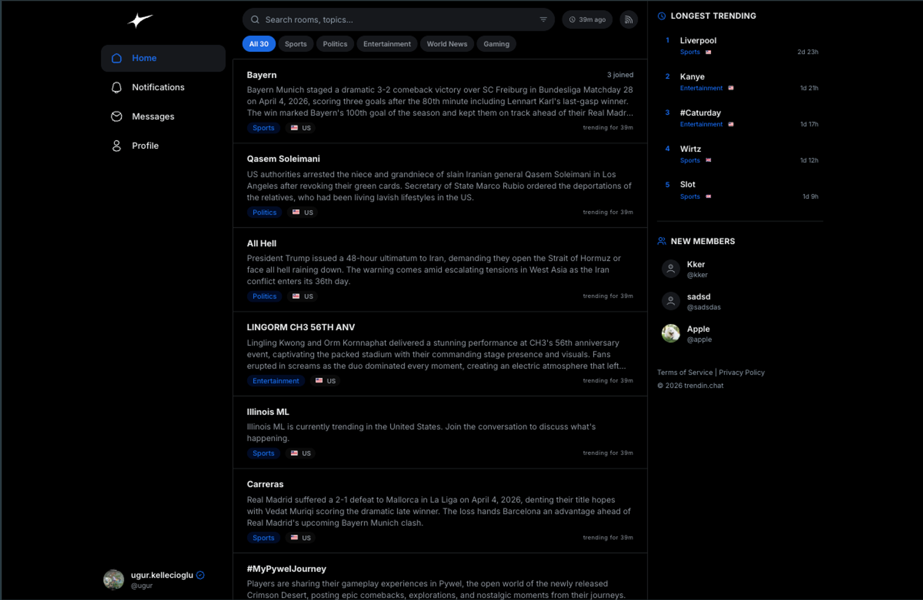 TrendinChat product interface