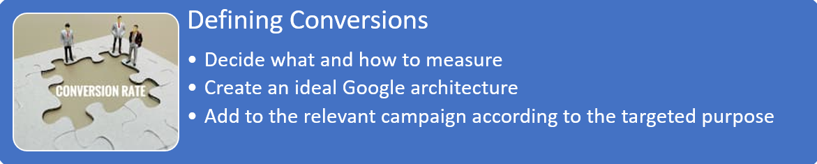 Defining Conversions: Deciding what and how to measure, creating an ideal Google Ad architecture, and adding to the relevant campaign - Admirise