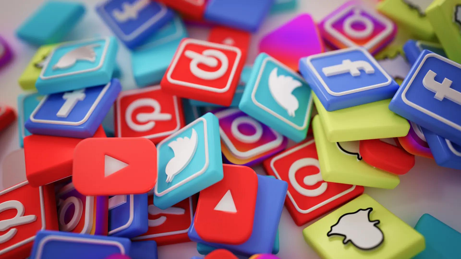 Social media icons representing various digital marketing channels