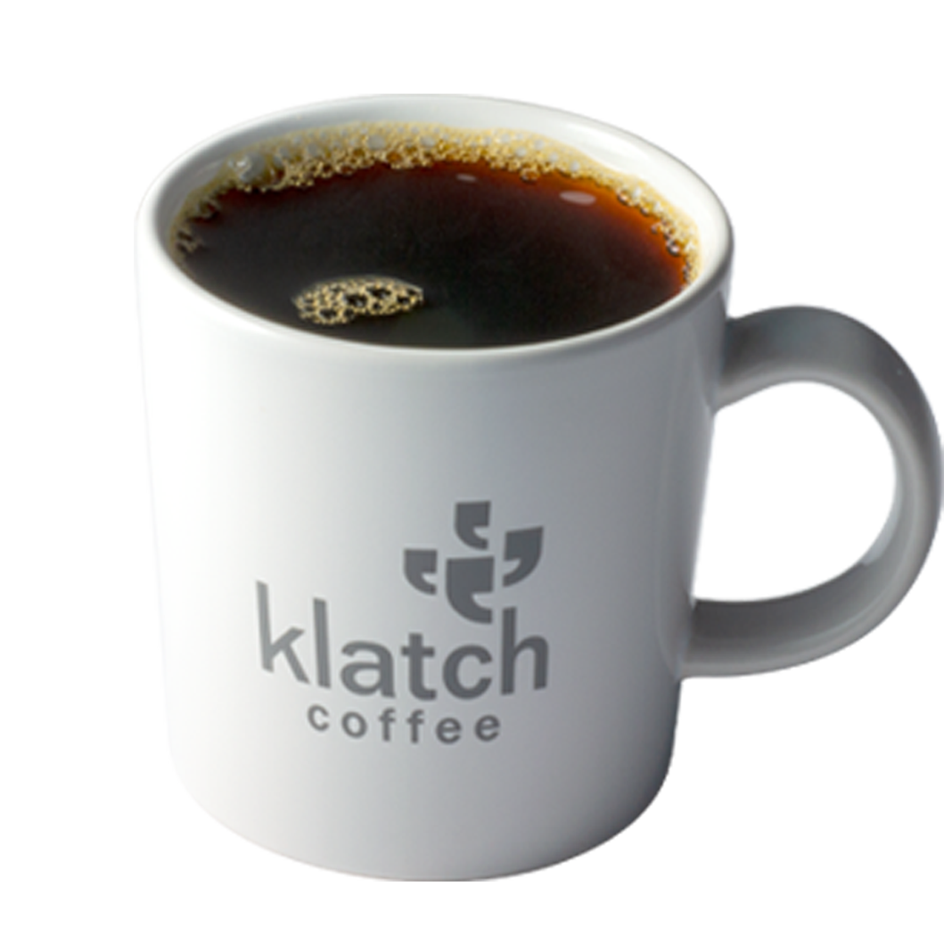 Klatch Coffee mug filled with coffee