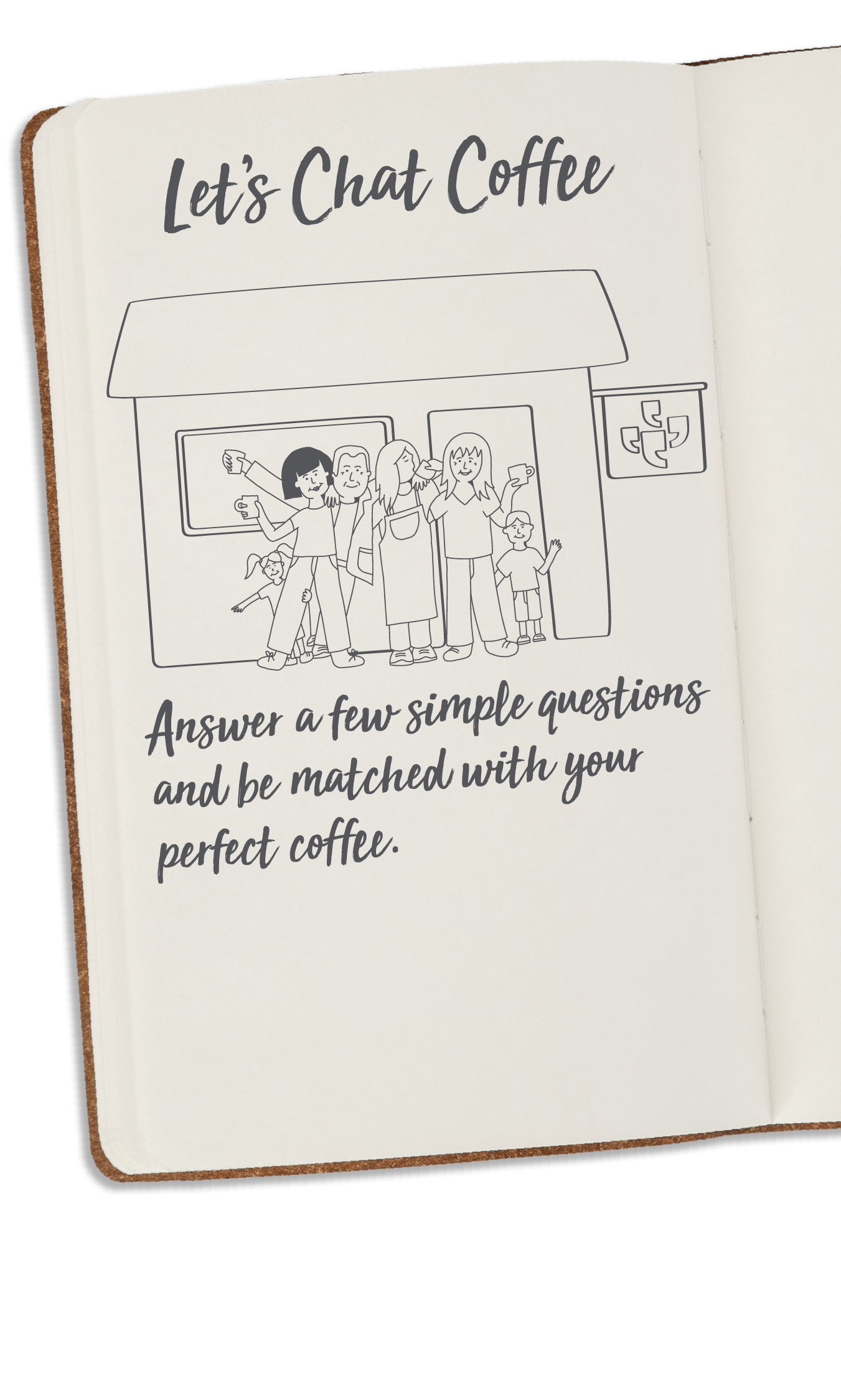 "Lets Chat Coffee" on a page of a book