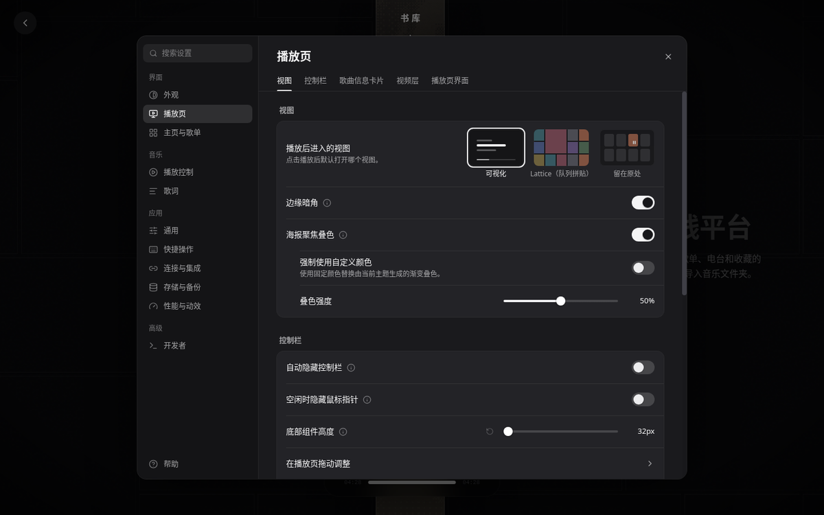 设置 → 播放页