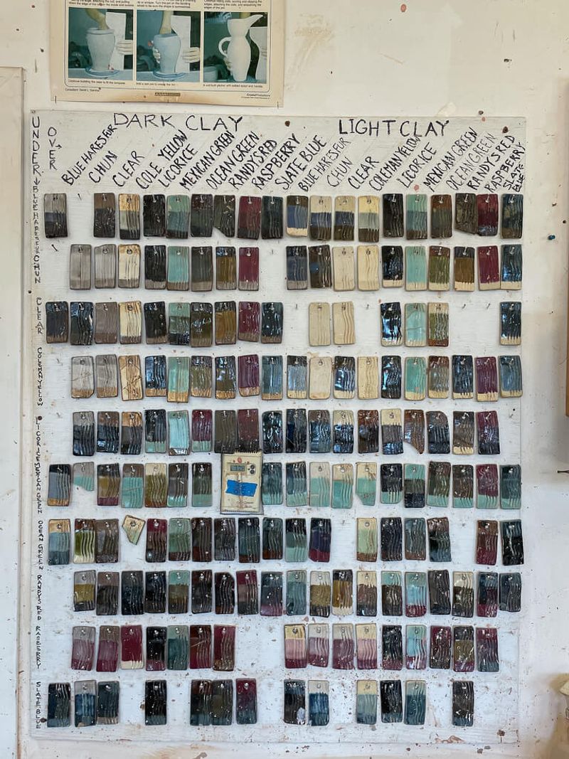 Wall of clay studio glazes